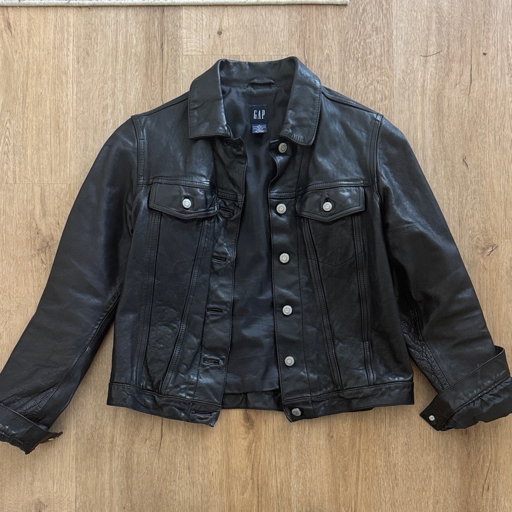 GAP Midnight Black Leather Jacket